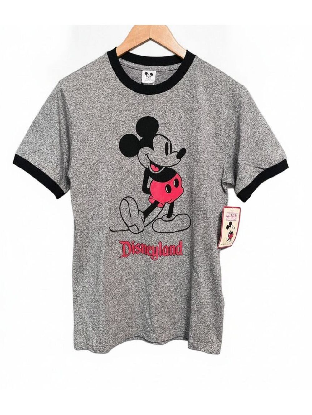 Disneyland Mickey Mouse Gray Ringer Tee Vintage Retro Womens S Y2K Grunge Japan